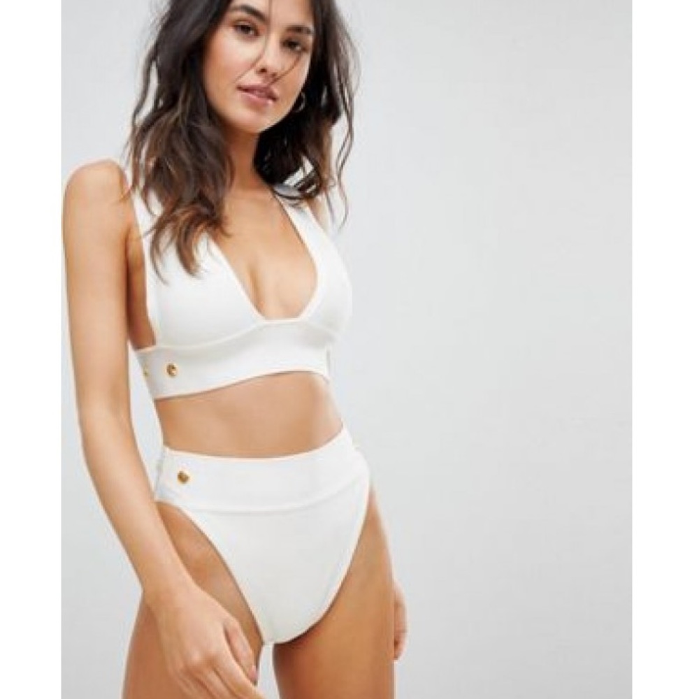 ASOS White HighWaisted BathingSuit Top-FREE Bottom